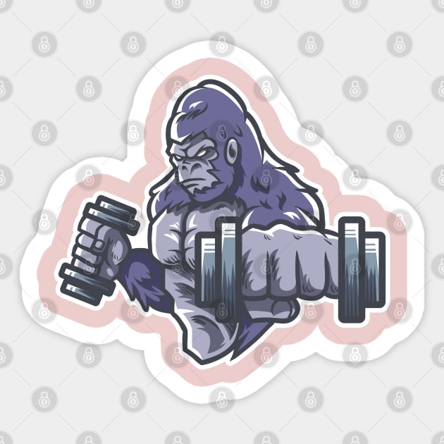 Gorilla Sticker by Happy Art Designs